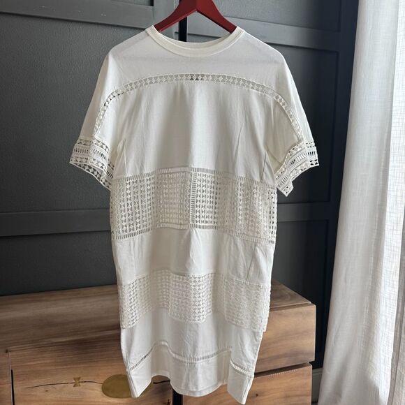 Chloe Shirt Dress Medium Off White‎ Silk Lace Detail - Picture 3 of 16